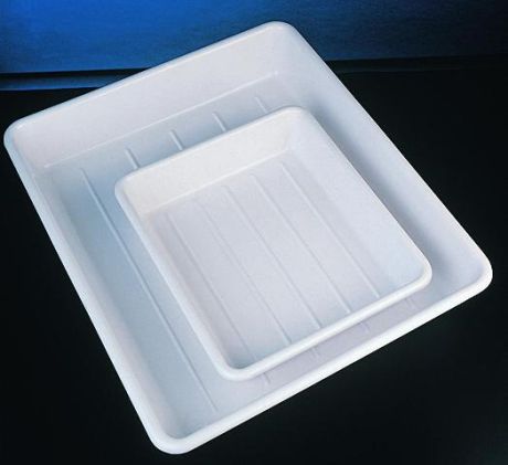 Photo tray, white, with ribbed bottom