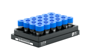 XXLX4000 4 ml (tissue) cryotube with external thread, bottom 2D code, side 1D &  HR code, blue cap, sterile, automation-friendly rack with left-side code, 24 pc x 50 rack / case