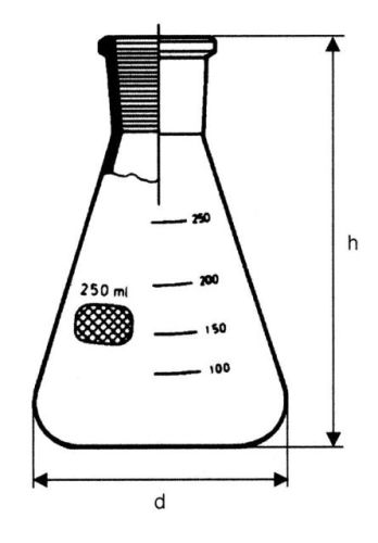 Erlenmeyer lombik, normál csiszolatos, dugó nélkül