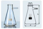 Szívópalack, Erlenmeyer forma, üveg olivás, 1.000 ml, Duran üvegből