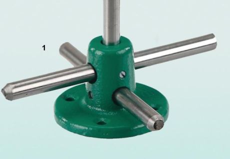 Foot for rods with 2 horizontal and 1 vertical holes