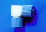 L-shaped, screw lock Teflon tube connector