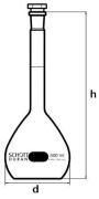 Volumetric flask, 200 ml, class B, with glass stopper NS 14/23