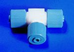 T-shaped, screw lock Teflon tube connector