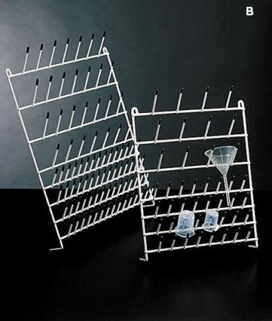 Laboratory equipment drying rack, wall mountable, type B