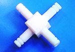 PTFE Connector, 4-Way, Push Fit, Arm ? 10mm, Bore 4