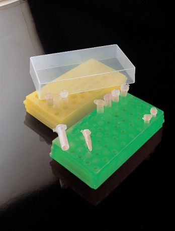 Double-sided microtube storage box, with removable lid, in several colors