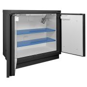 Safety cabinet for storing and charging lithium batteries, black, 90 minutes, 2 doors, with shelf and fire extinguisher, 1100 x 1137 x 670 mm
