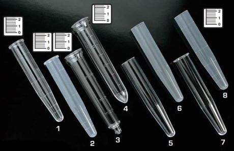Test tubes with conical ends, centrifugable