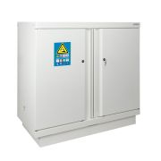 Tabletop safety cabinet for storing and charging lithium batteries, white, 90 minutes, 2 doors, without shelves, 1100 x 1137 x 670 mm