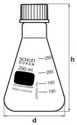 Erlenmeyer lombik csavaros kupakkal, GL 32, 100 ml, BORO 3.3 üvegből
