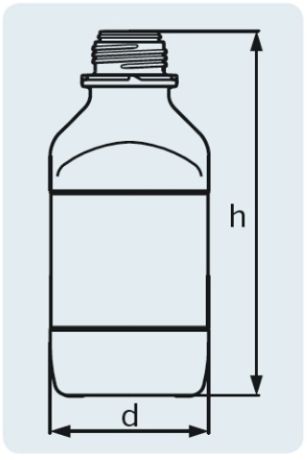 Square laboratory bottle, Duran