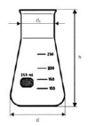 Erlenmeyer lombik, bőnyakú, osztással, 250 ml, Kimble-Rasotherm