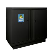 Tabletop safety cabinet for storing and charging lithium batteries, black, 90 minutes, 2 doors, without shelves, 1100 x 1137 x 670 mm