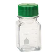 Négyszögletű PET palack, 125 ml, beosztásos, steril, egyesével csomagolva, 24 db/doboz