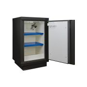 Safety cabinet for storing and charging lithium batteries, black, 90 minutes, 1 door, with shelf and fire extinguisher, 1100 x 635 x 670 mm
