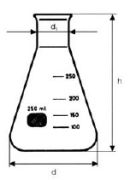 Erlenmeyer lombik, szűknyakú, osztással, 25 ml, Kimble-Rasotherm