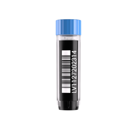 XLX1800V tube with 2D code (tube bottom) and 1D & HR code in the side