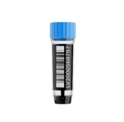 MX500 500 µl cryotube with external thread, bottom 2D code, side 1D &  HR code, blue cap, aseptic, bulk, 4800 pc / case